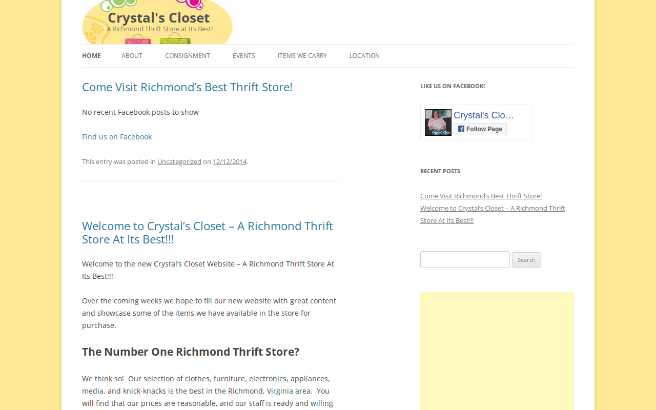 Crystal's Closet website preview