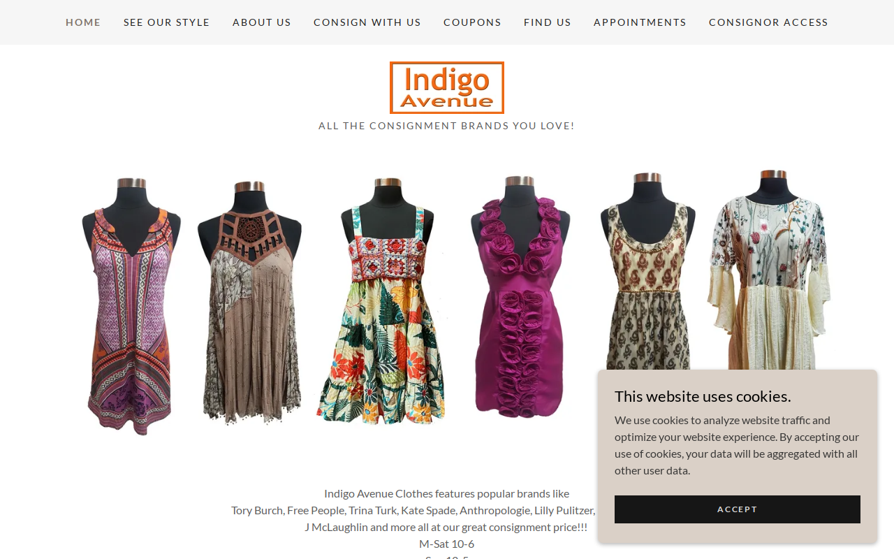 Indigo Avenue Clothes website preview