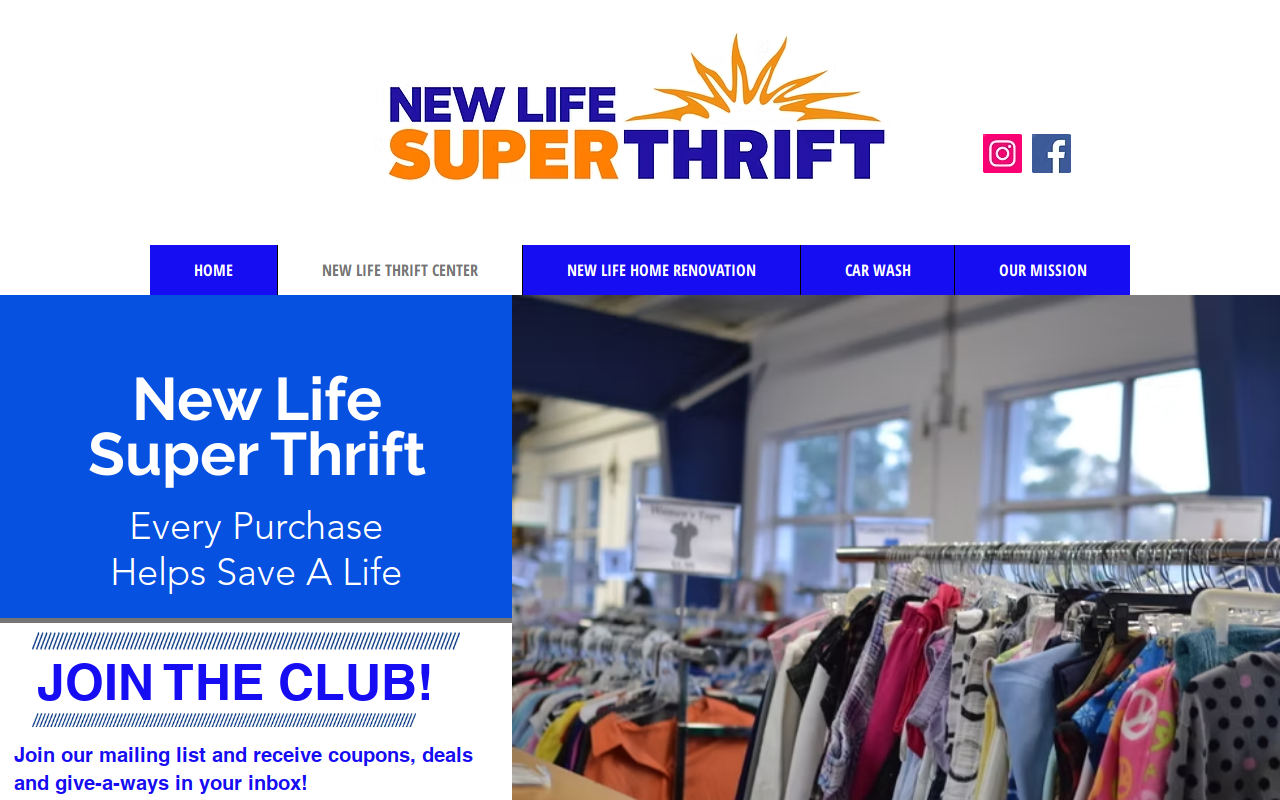 New Life Super Thrift website preview