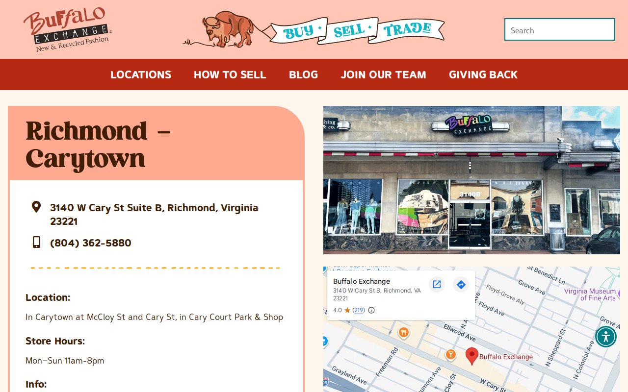 Buffalo Exchange website preview