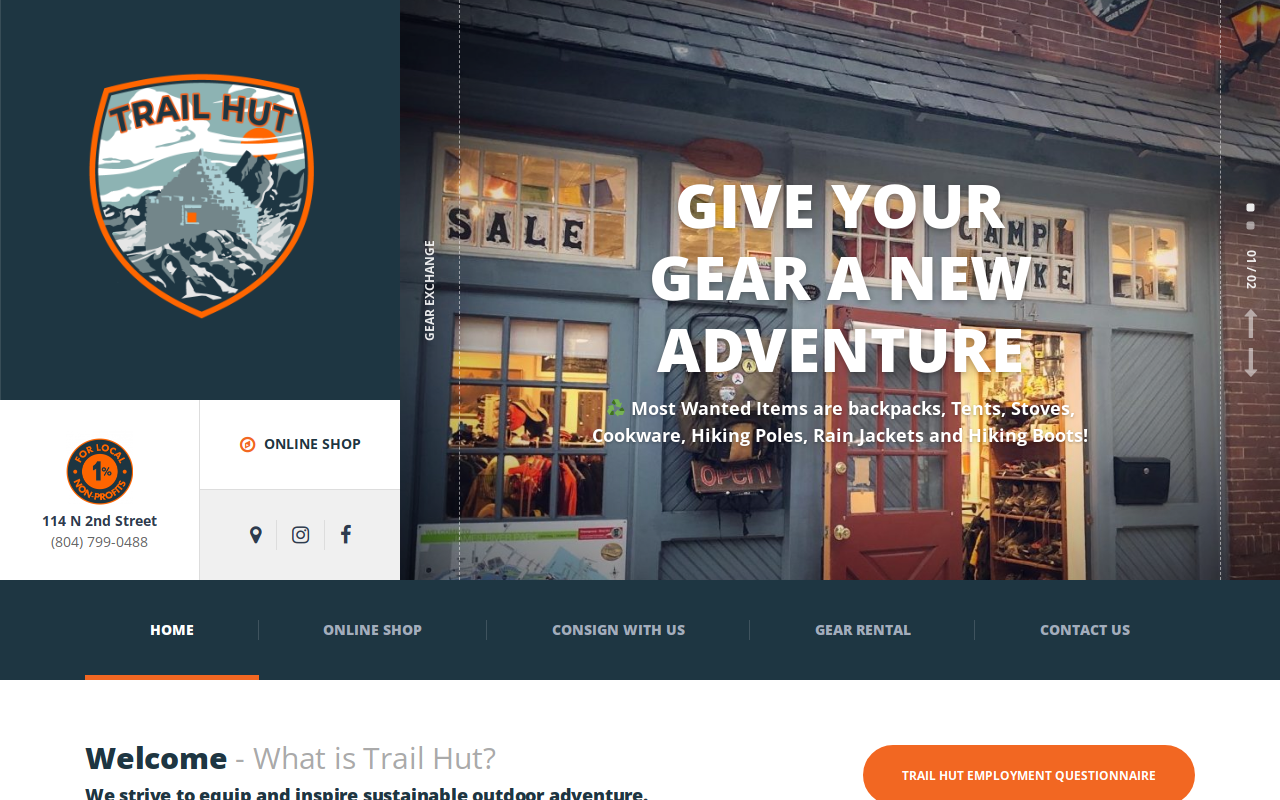 Trail Hut Gear Exchange website preview
