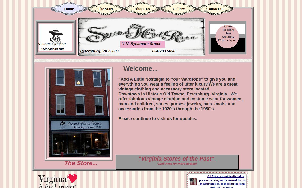 Second Hand Rose website preview