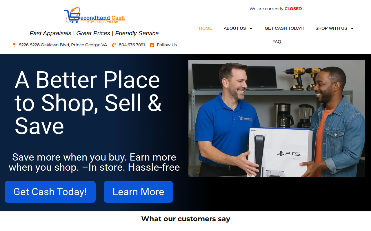 Secondhand Cash - Buy | Sell | Trade website preview