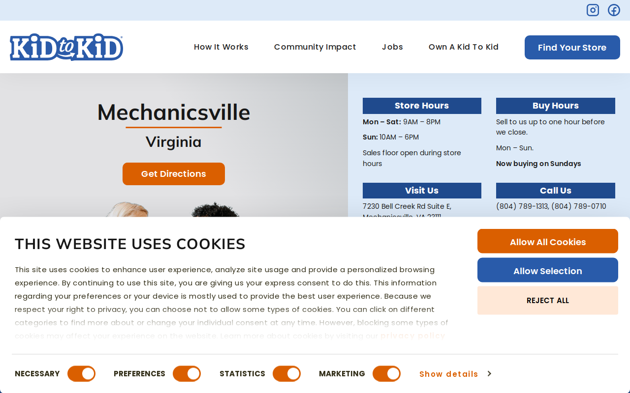 Kid to Kid Mechanicsville website preview