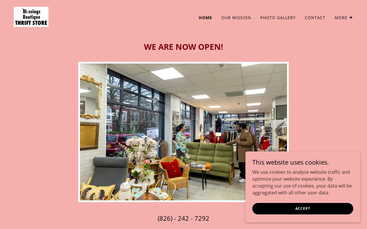 Blessings Boutique Thrift Store website preview