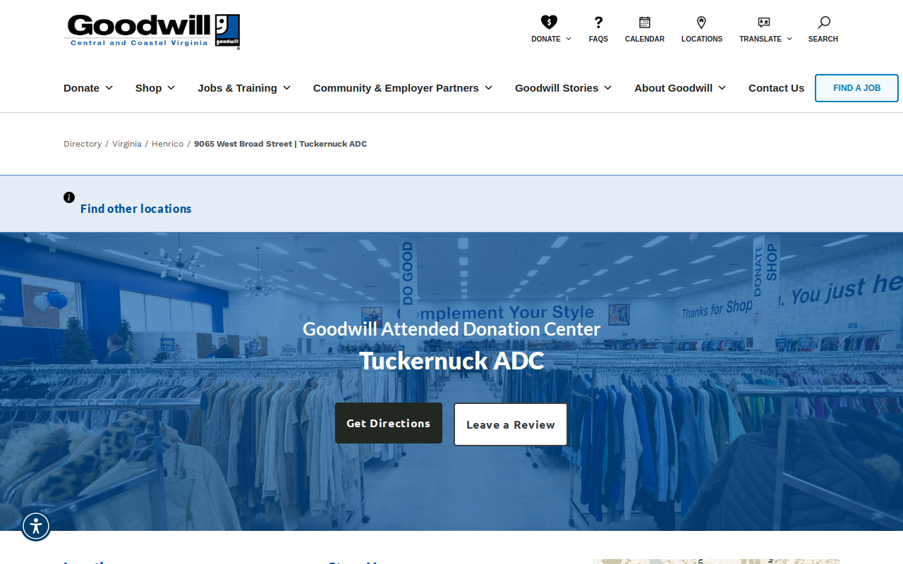 Goodwill Attended Donation Center website preview