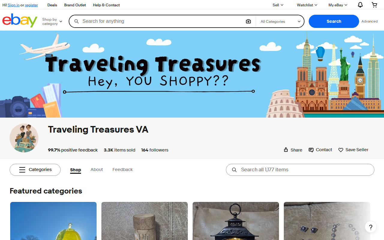 Traveling Treasures website preview