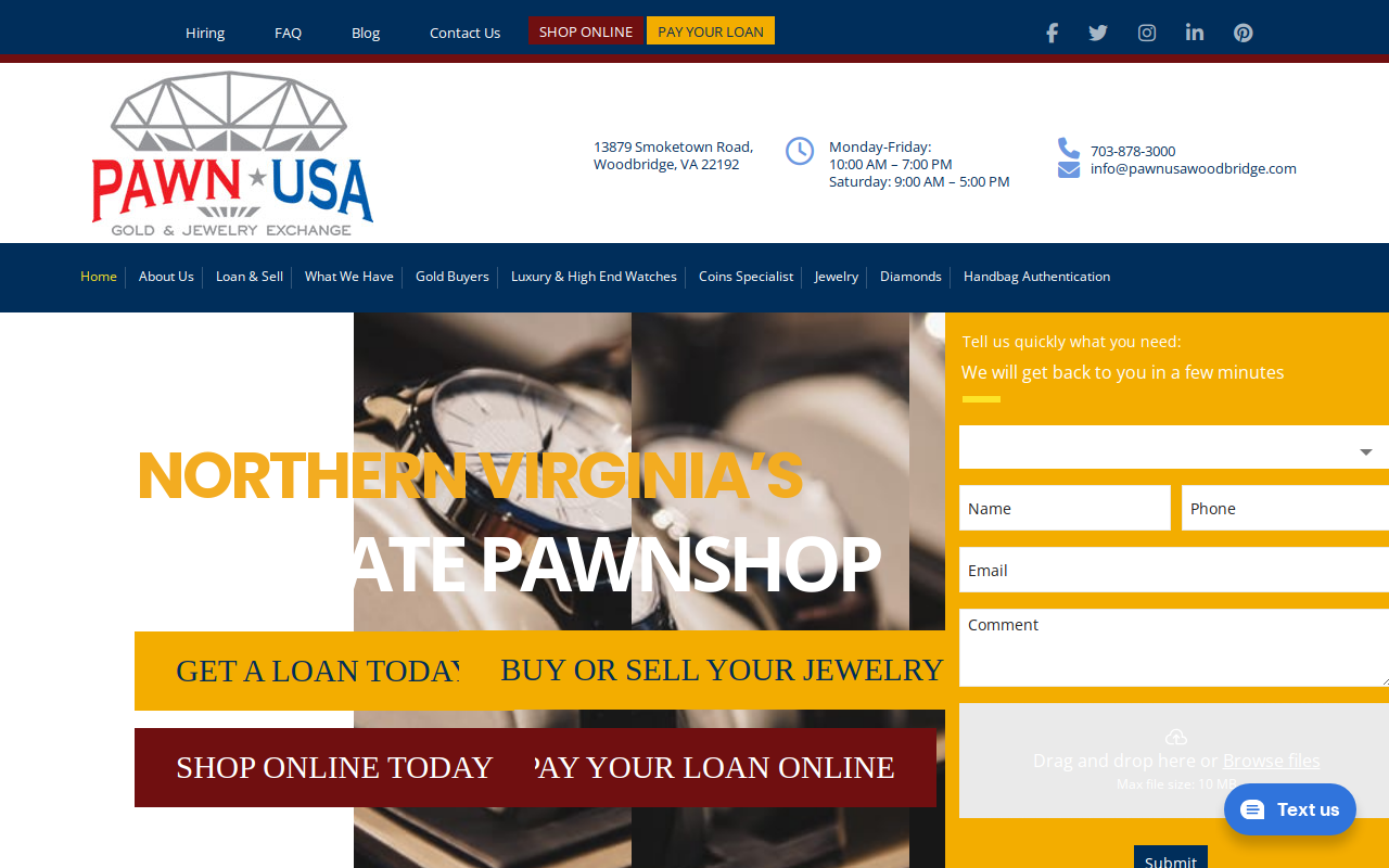 Pawn USA Woodbridge website preview