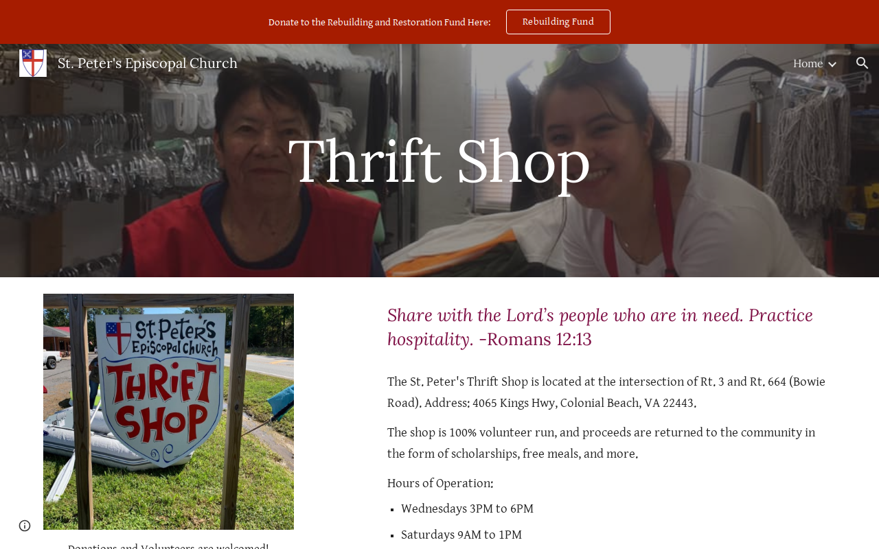 St. Peter's Thrift Shop website preview