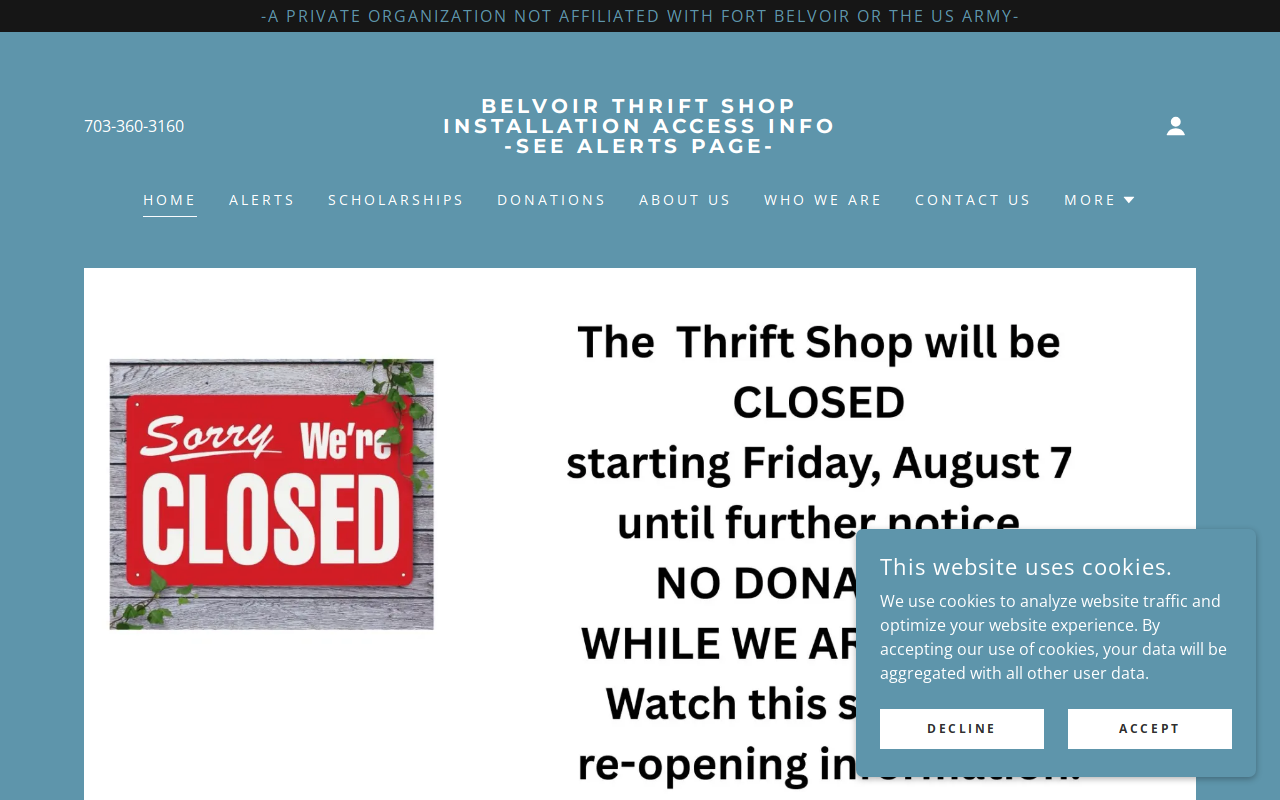 Belvoir Thrift Shop website preview
