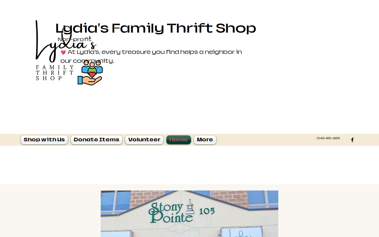 Lydia's Family Thrift Shop website preview