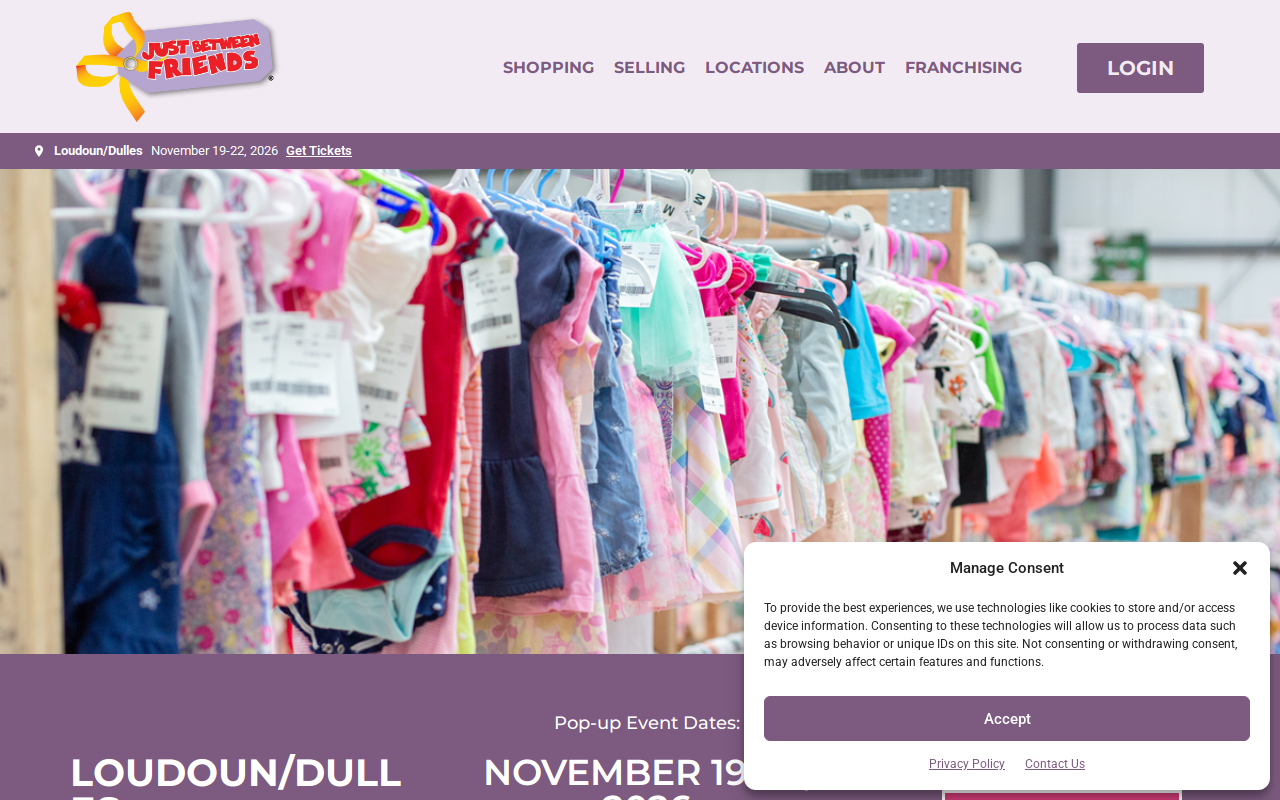 Just Between Friends website preview