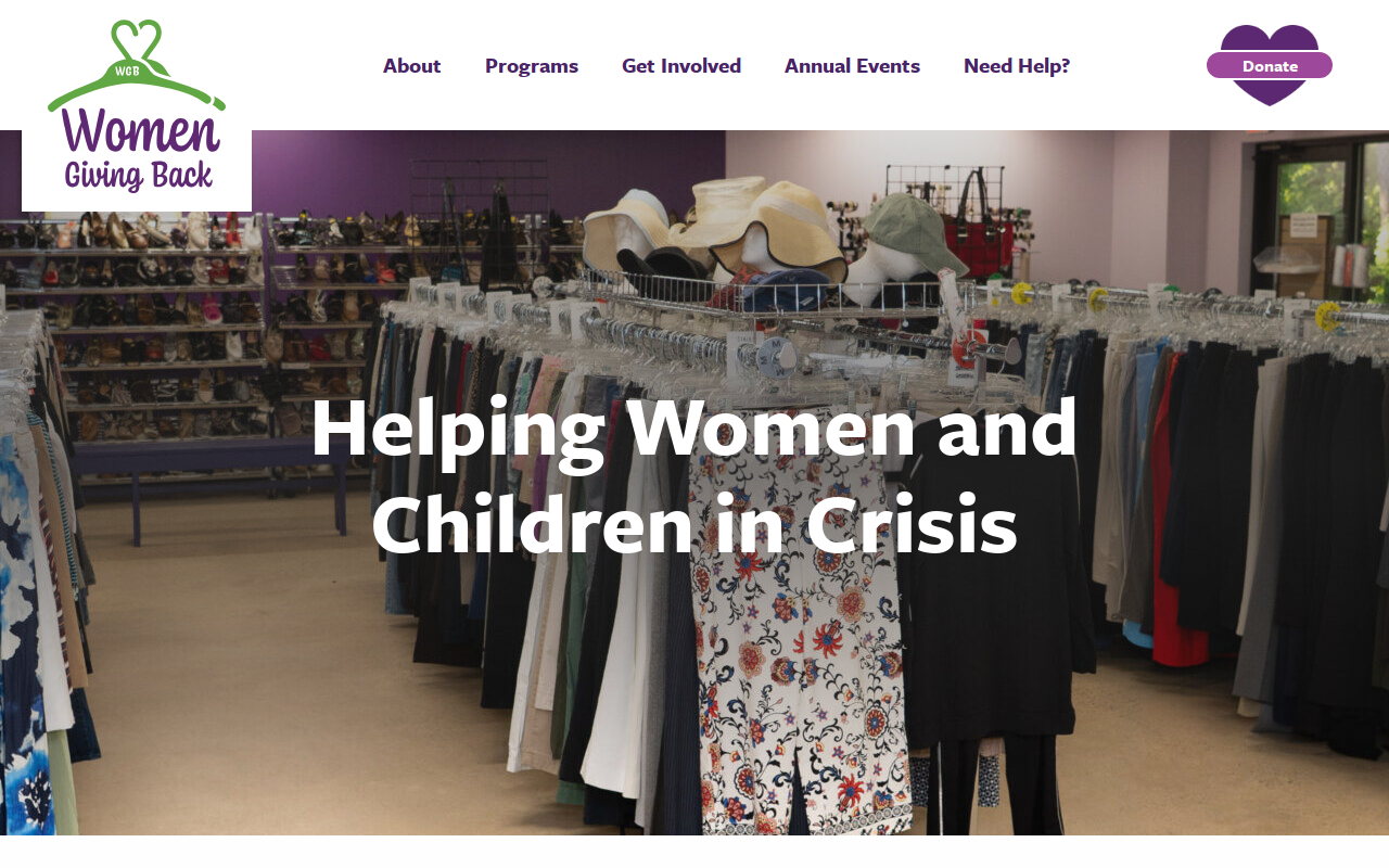 Women Giving Back website preview