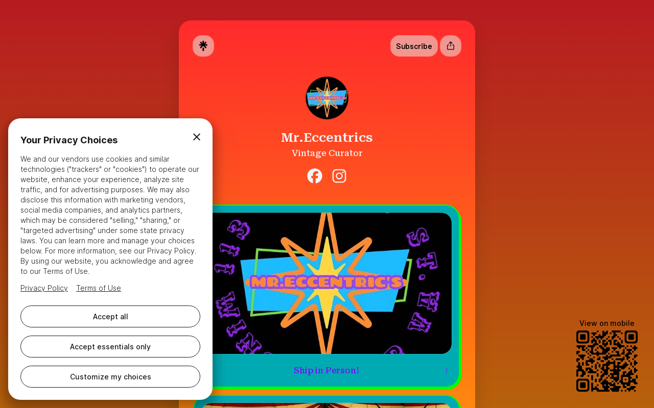Mr. Eccentric's Vintage Emporium website preview
