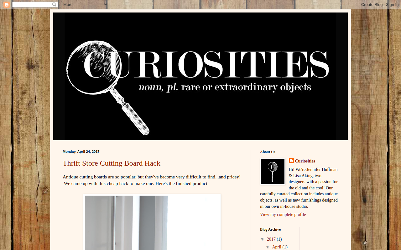 Curiosities website preview