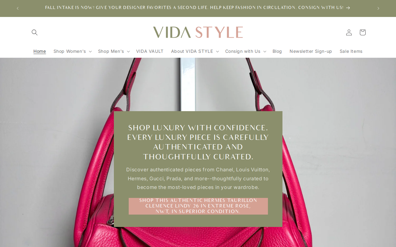 Vida Style Shop website preview