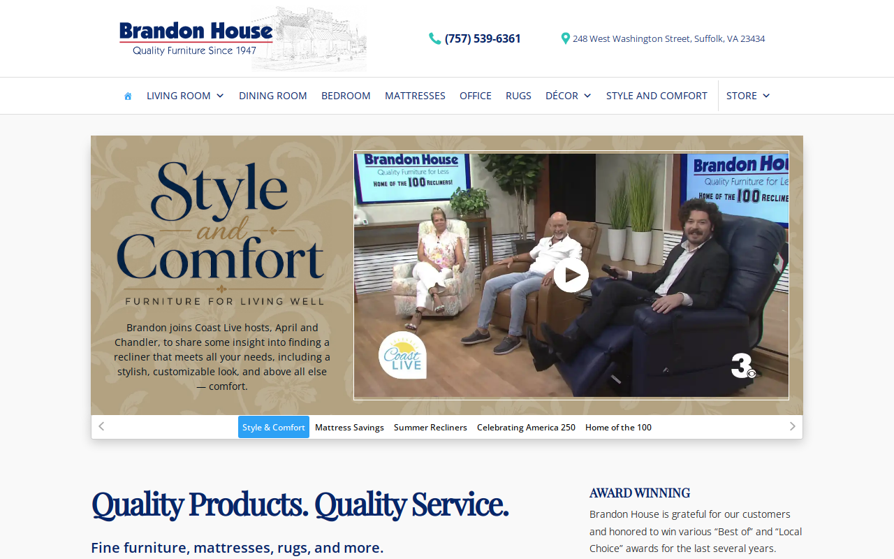 Brandon House Vintage Market website preview