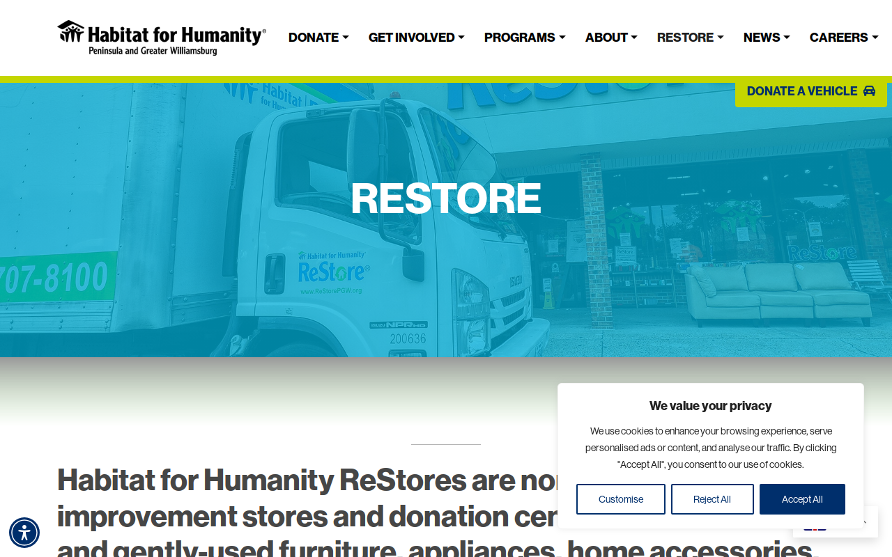 Habitat ReStore - Newport News website preview