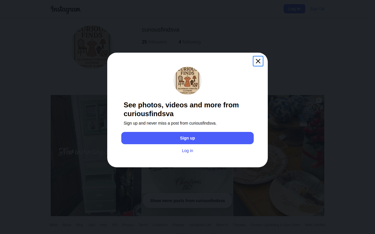 Curious Finds website preview
