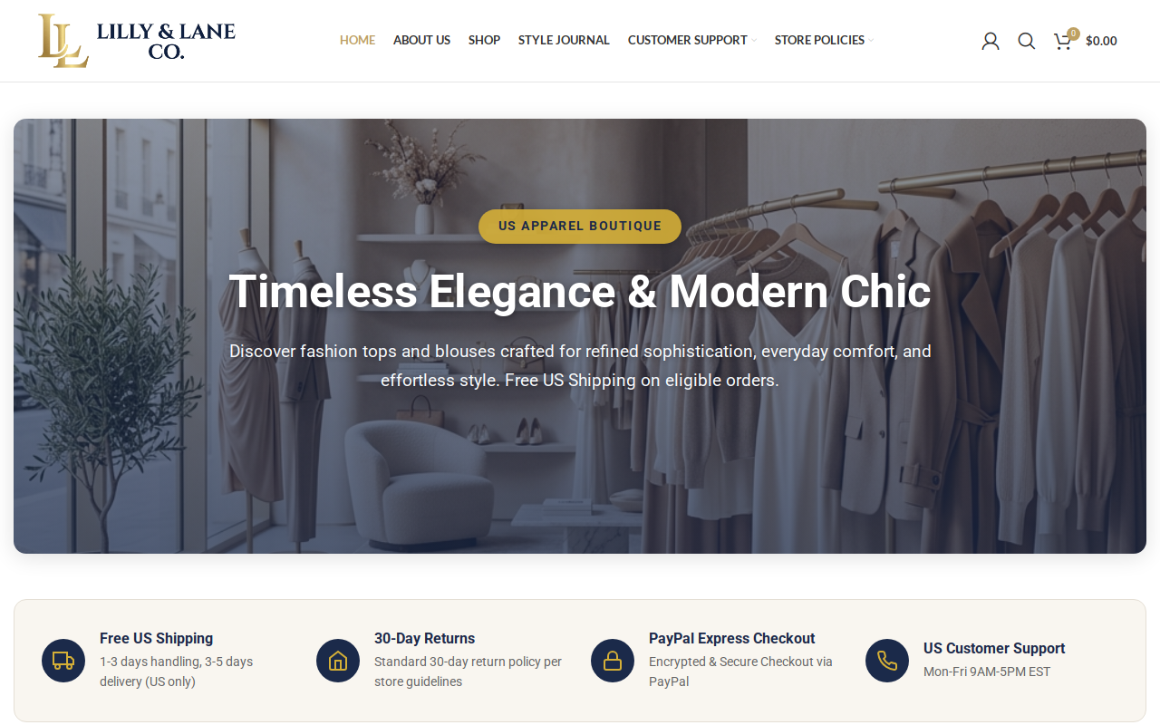 Lilly and Lane Consignment Boutique website preview