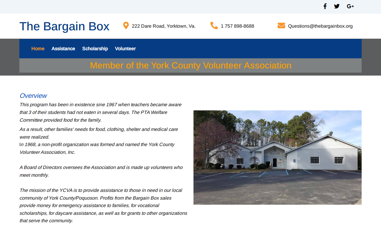 York County Volunteer Association website preview