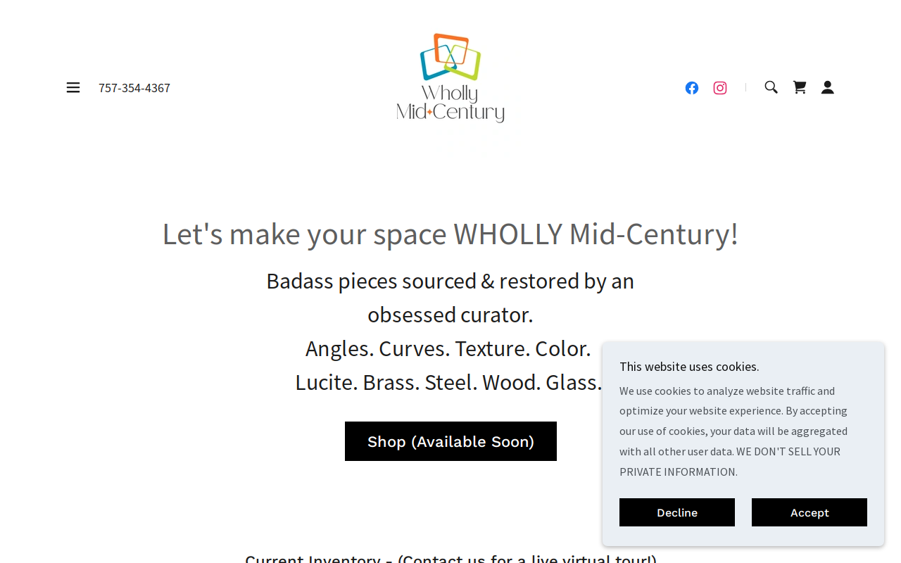 Wholly Mid-Century website preview