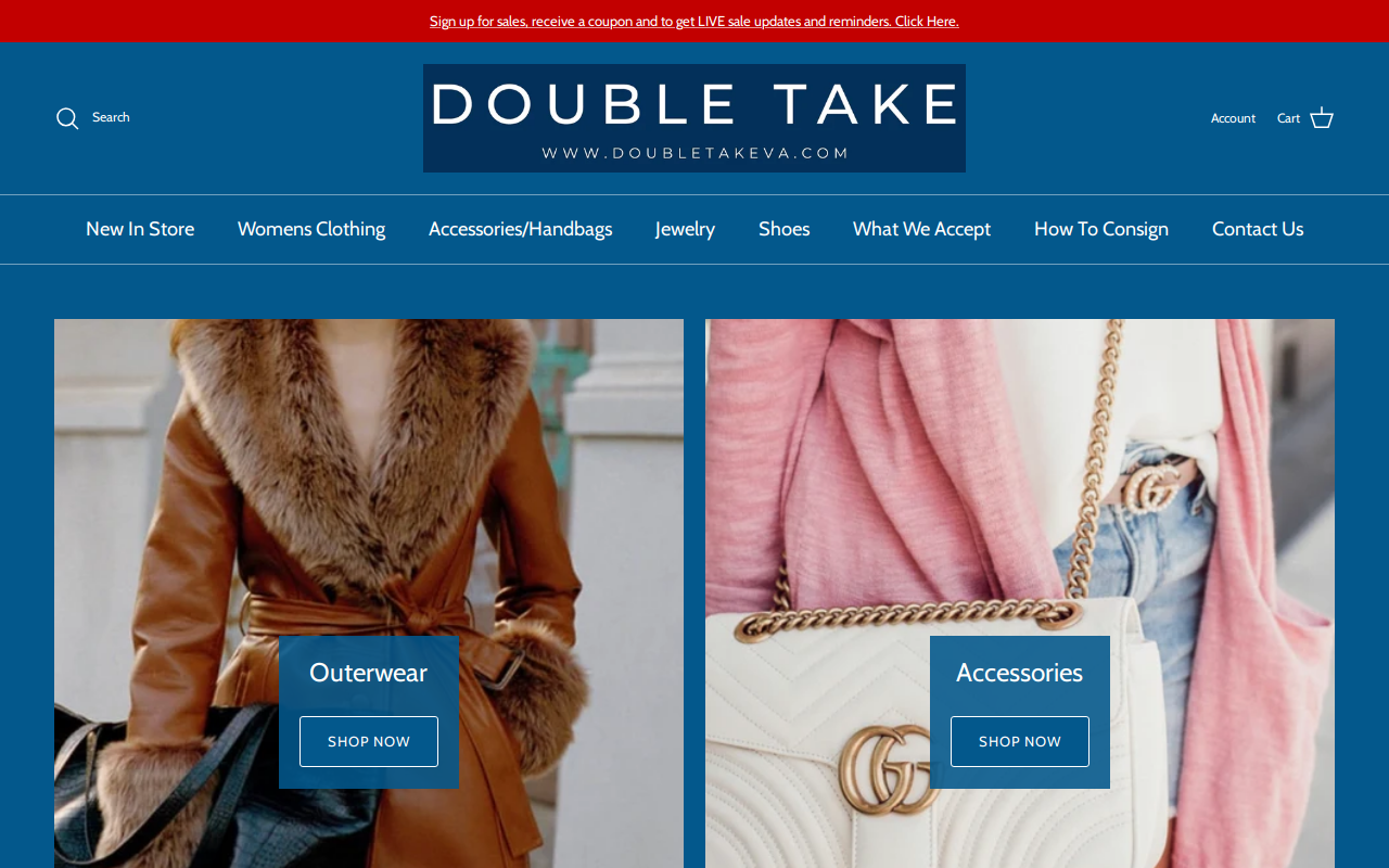 Double Take Consignment website preview