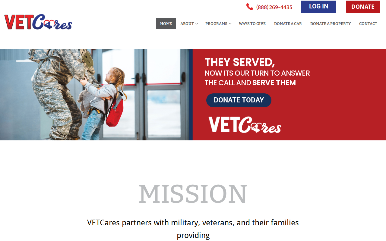 VetCares Thrift Store website preview