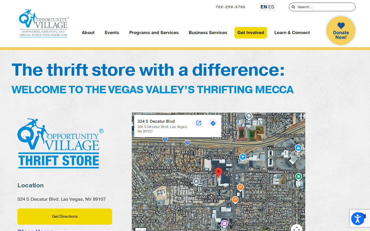 Opportunity Village Thrift Store website preview