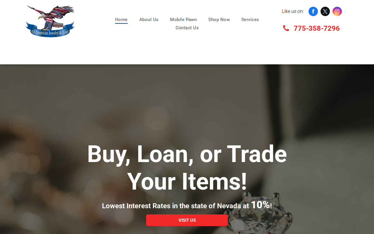 All American Jewelry and Loan website preview