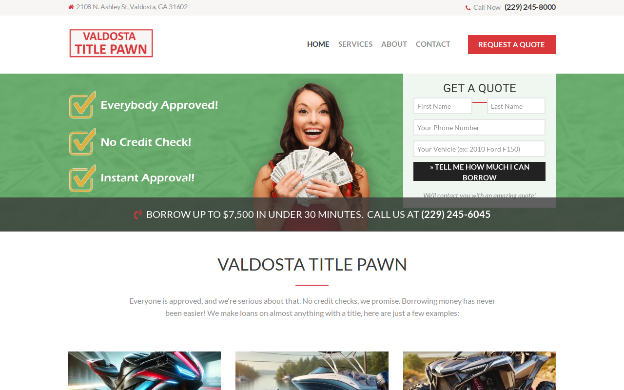 Valdosta Title Pawn website preview