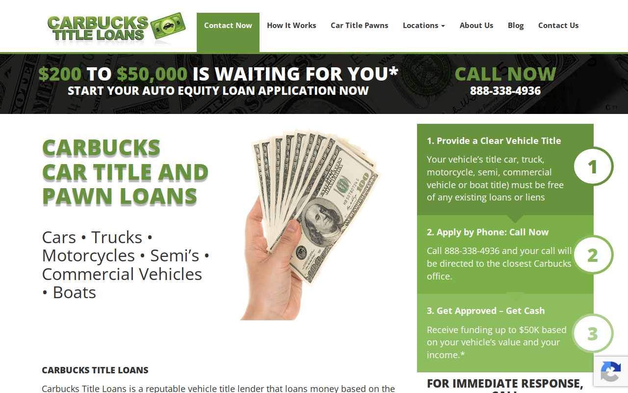 Carbucks Title Pawns and Title Loans website preview