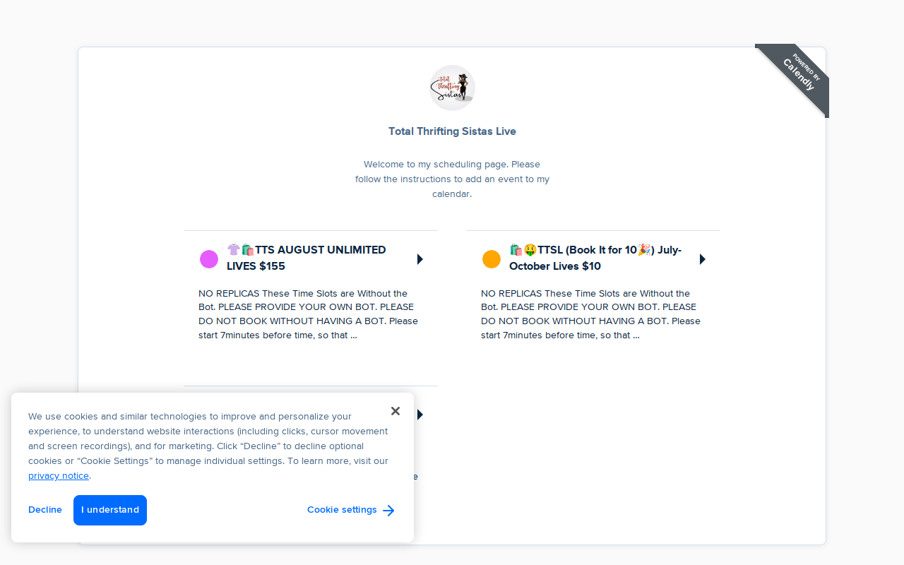 Total Thrifting Sistas Live website preview