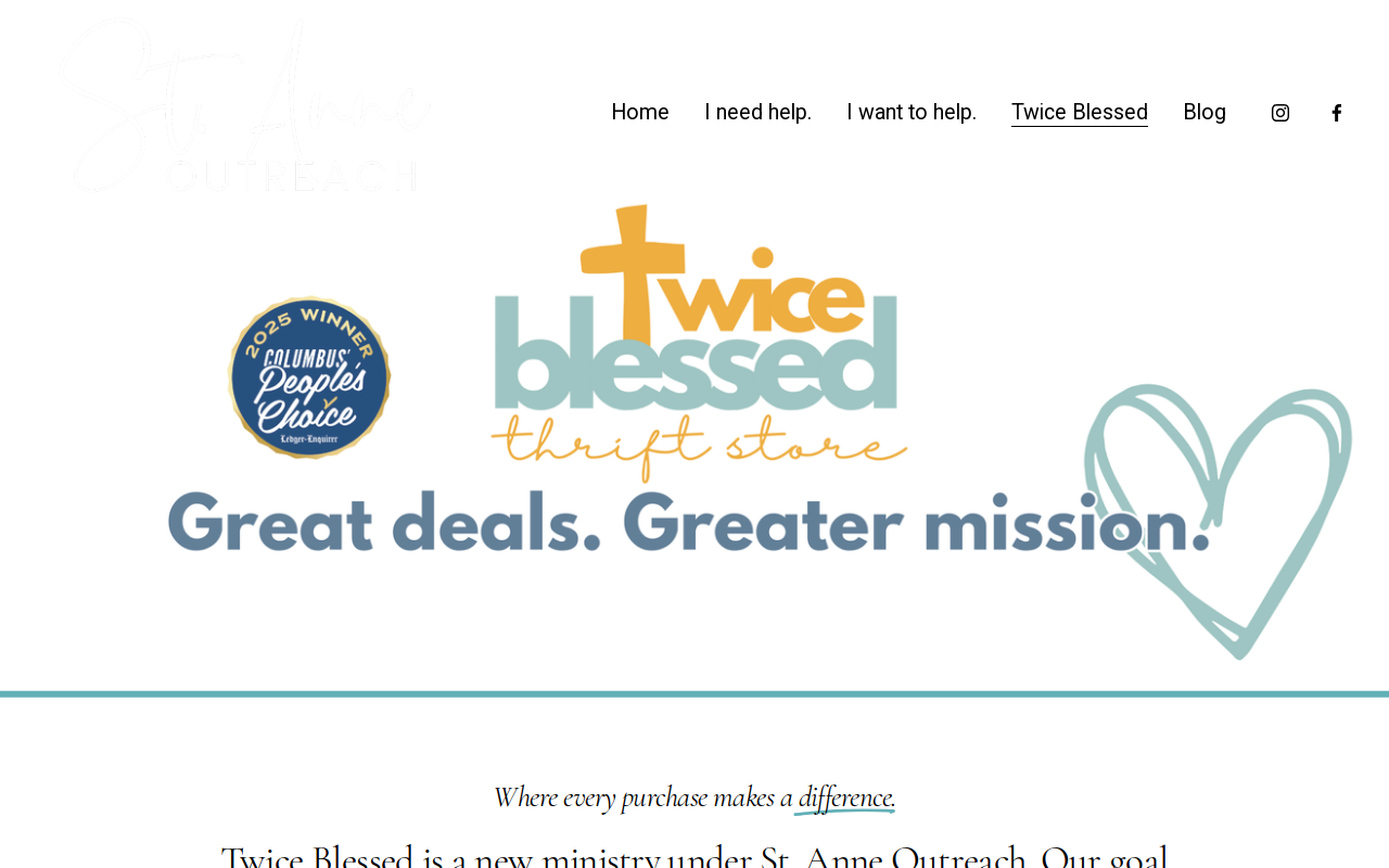 Twice Blessed Thrift Store website preview