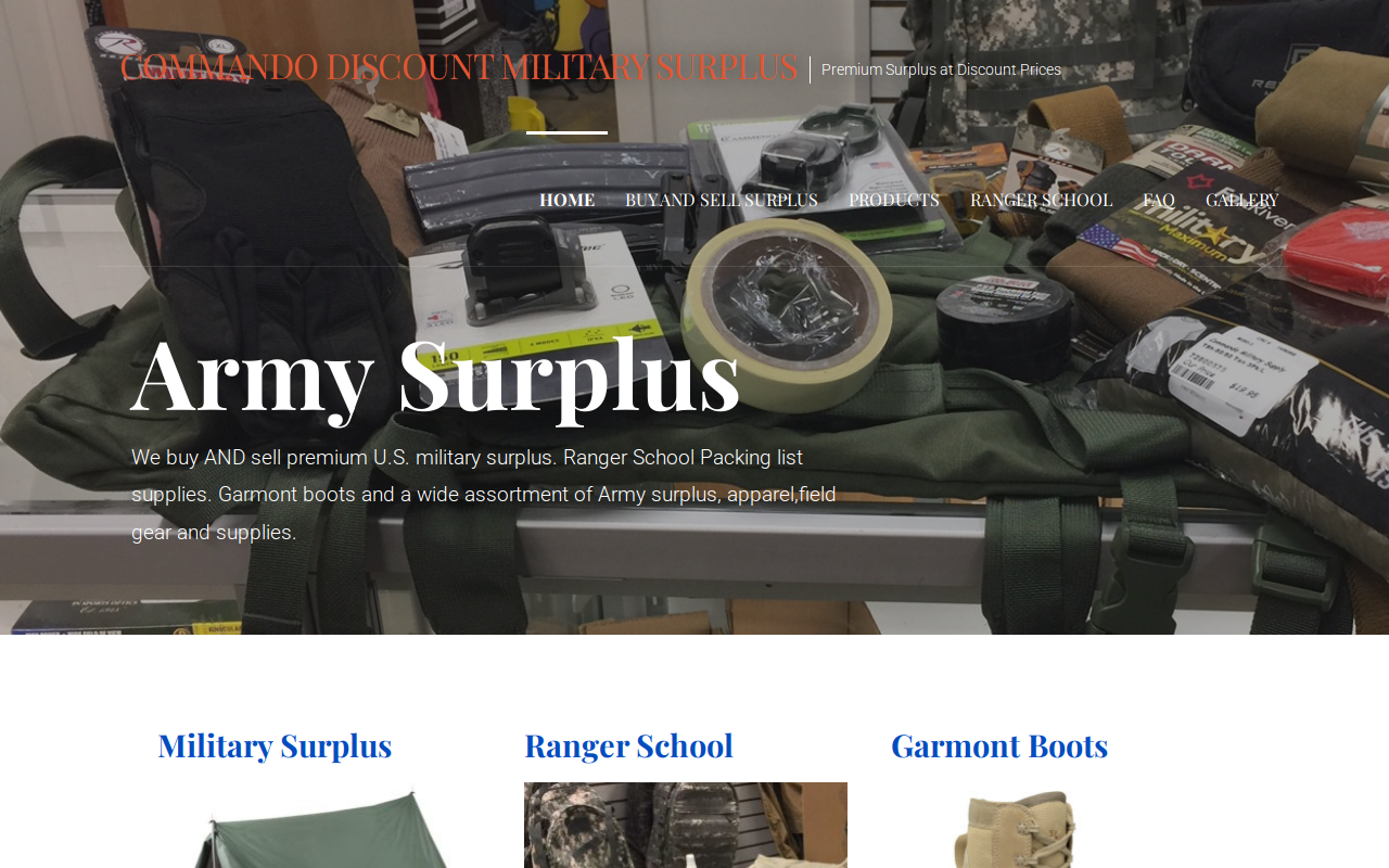 Commando Discount Military Surplus website preview