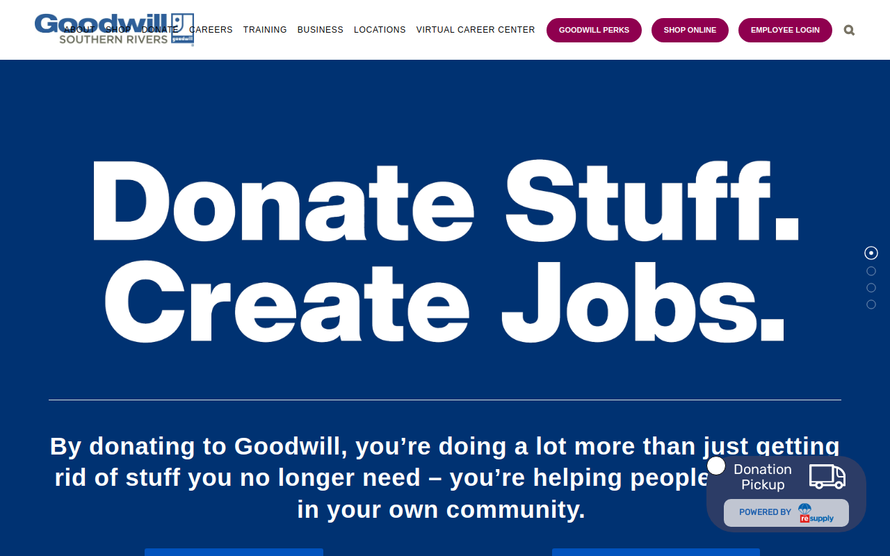 Goodwill Industries of the Southern Rivers website preview