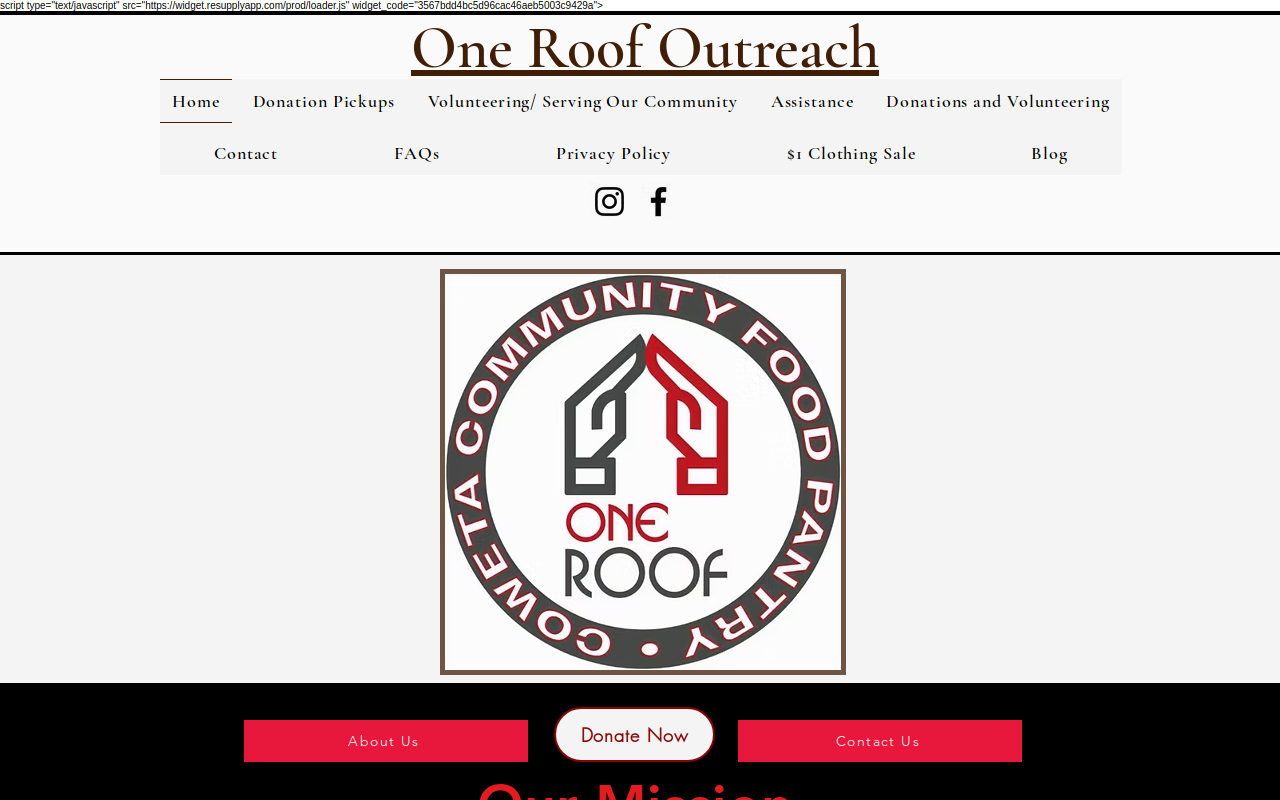 One Roof Thrift Store website preview