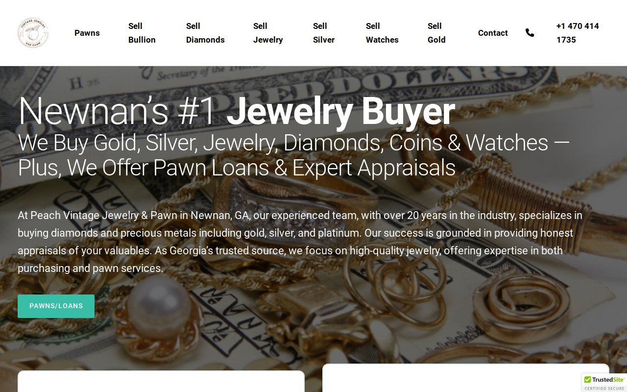 Peach Vintage Jewelry & Pawn website preview