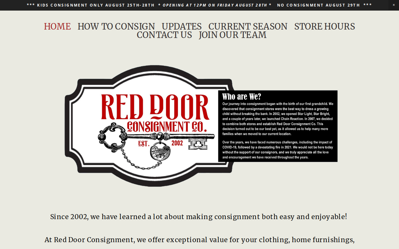 Red Door Consignment Co. website preview