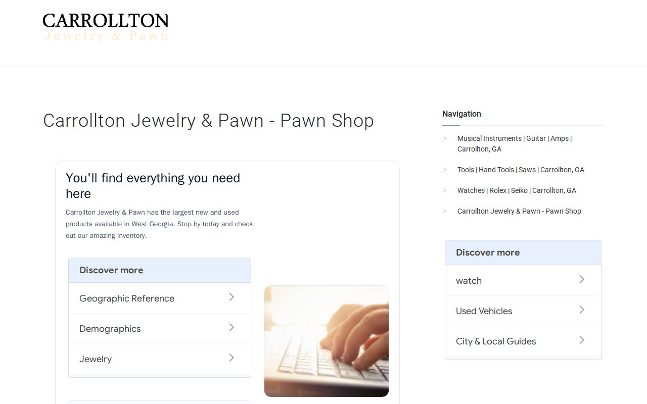 Carrollton Jewelry & Pawn website preview