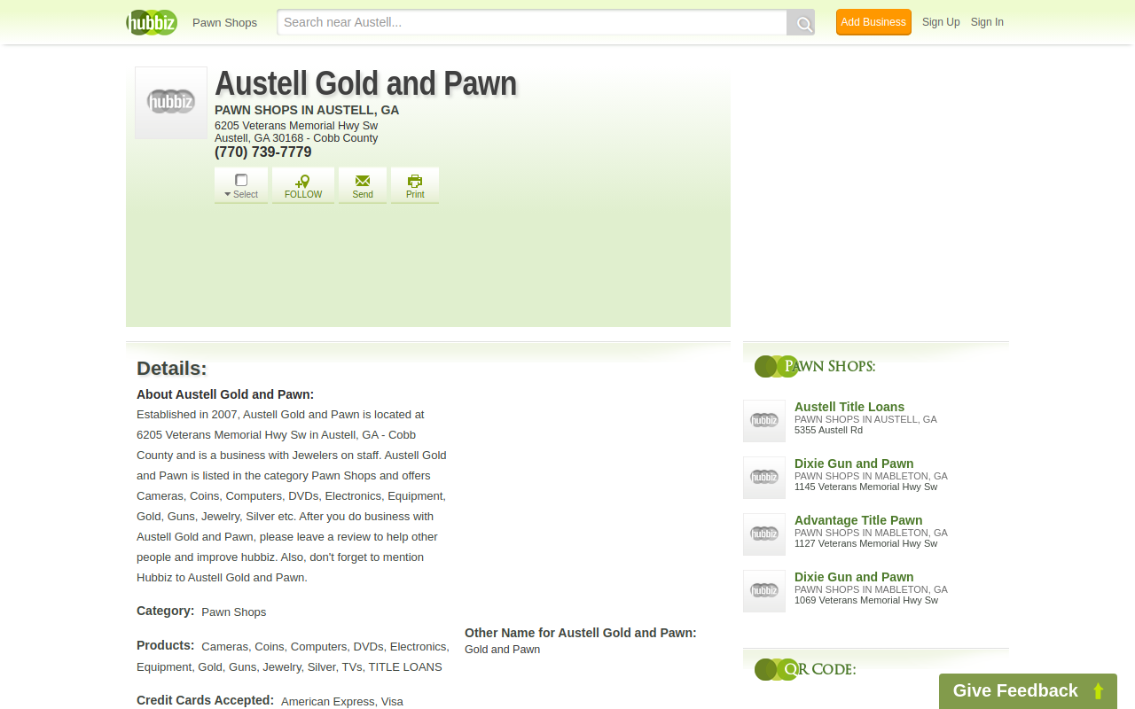 Austell Gold & Pawn website preview