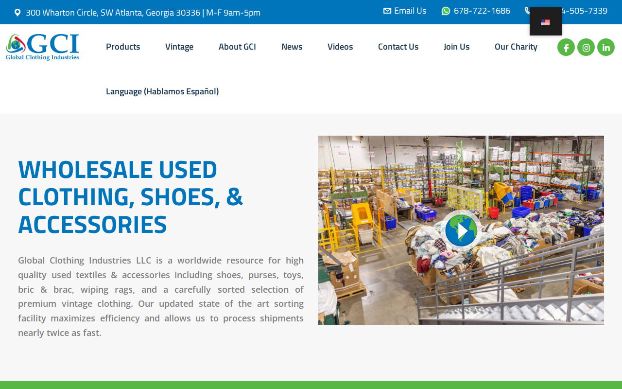Global Clothing Industry, LLC website preview