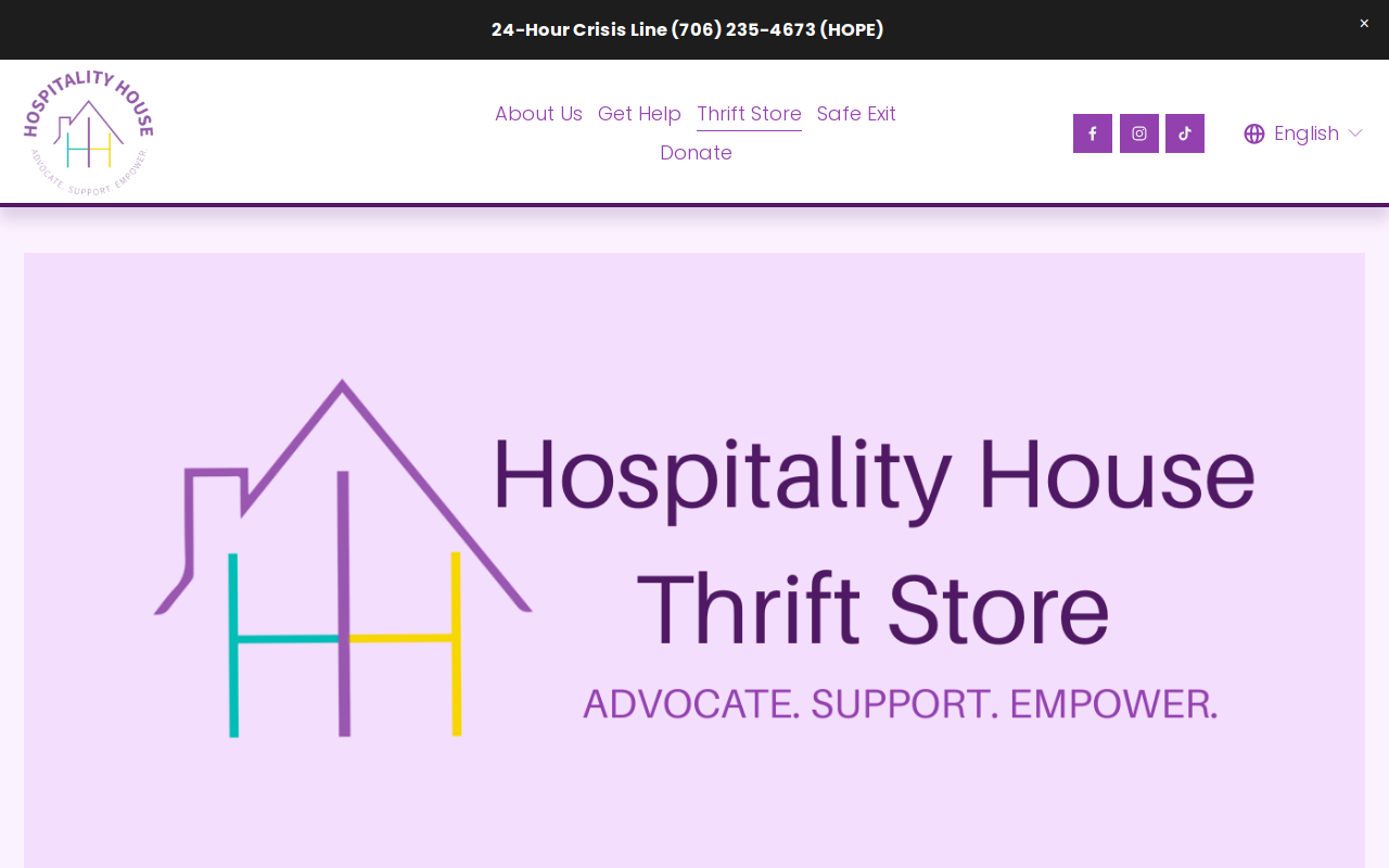 Hospitality House Thrift Store website preview