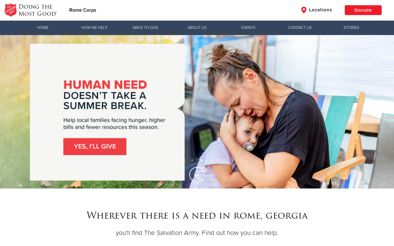 The Salvation Army Rome Family Store website preview