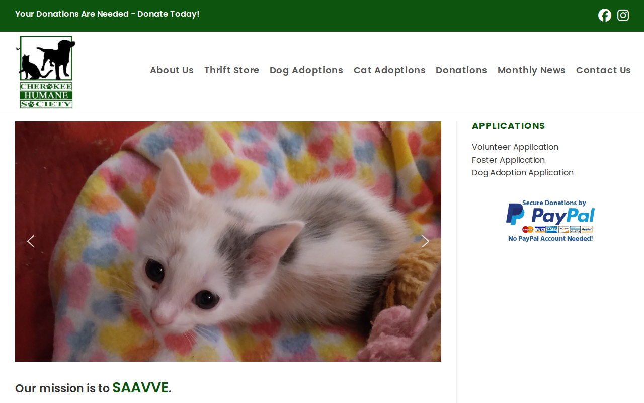 Cherokee County Humane Society Thrift Store website preview