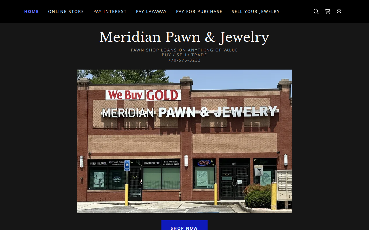 Meridian Pawn & Jewelry website preview