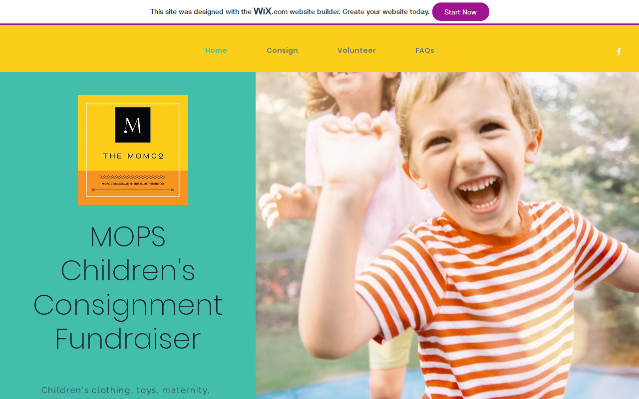 The MomCo Children’s Consignment Fundraiser website preview