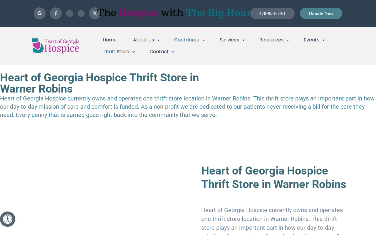 Heart of Georgia Hospice Thrift Store website preview