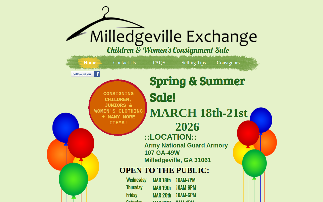 Milledgeville Exchange website preview