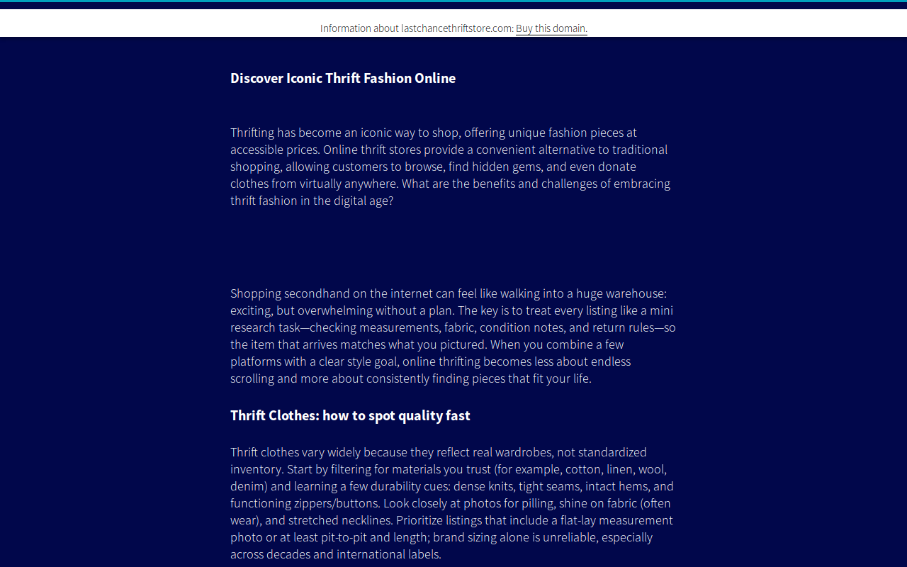 Last Chance Thrift Store website preview